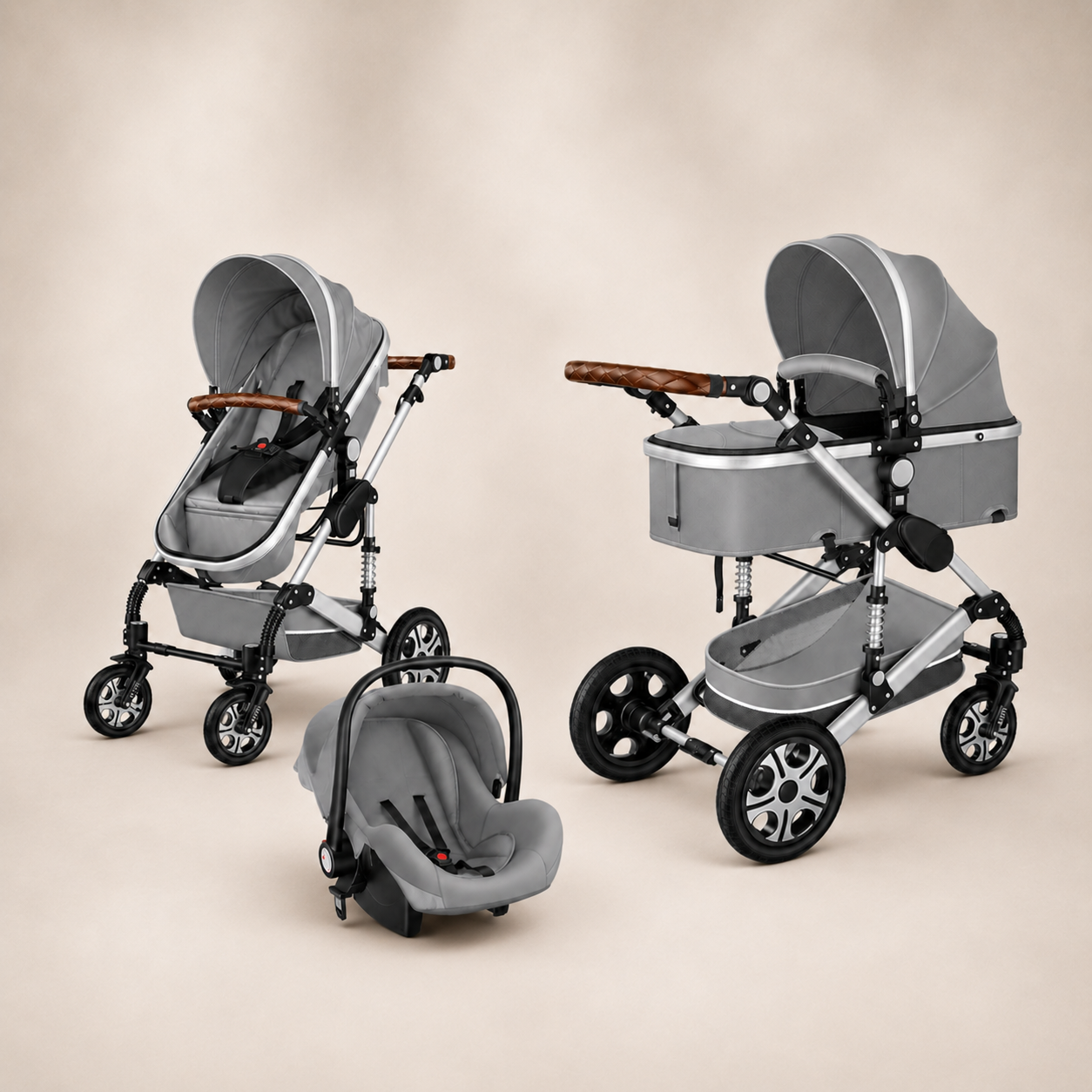 Luxe 3-in-1 Kinderwagen Grijs